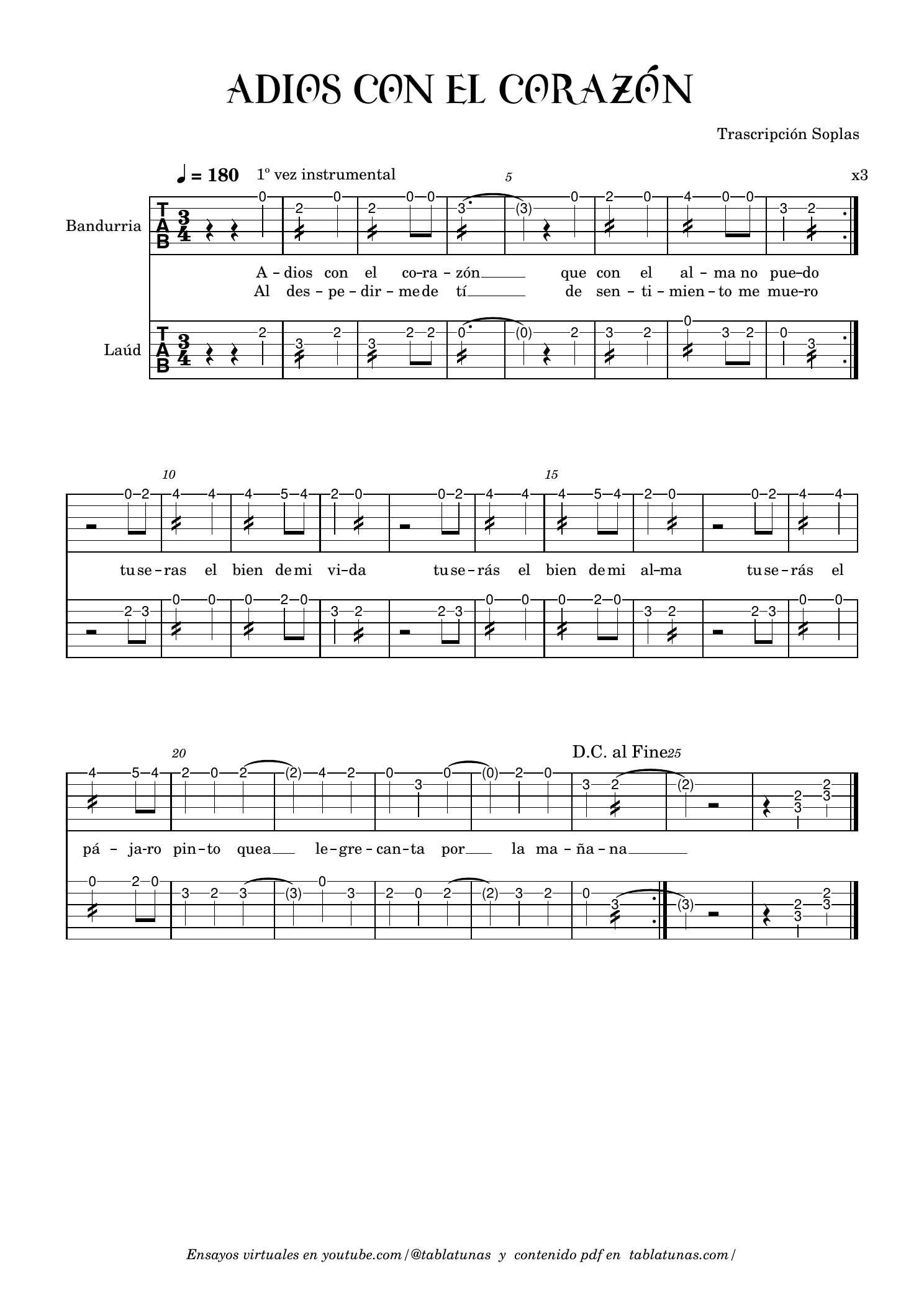 Partitura Cifrada Bandurria y Laúd, página 1