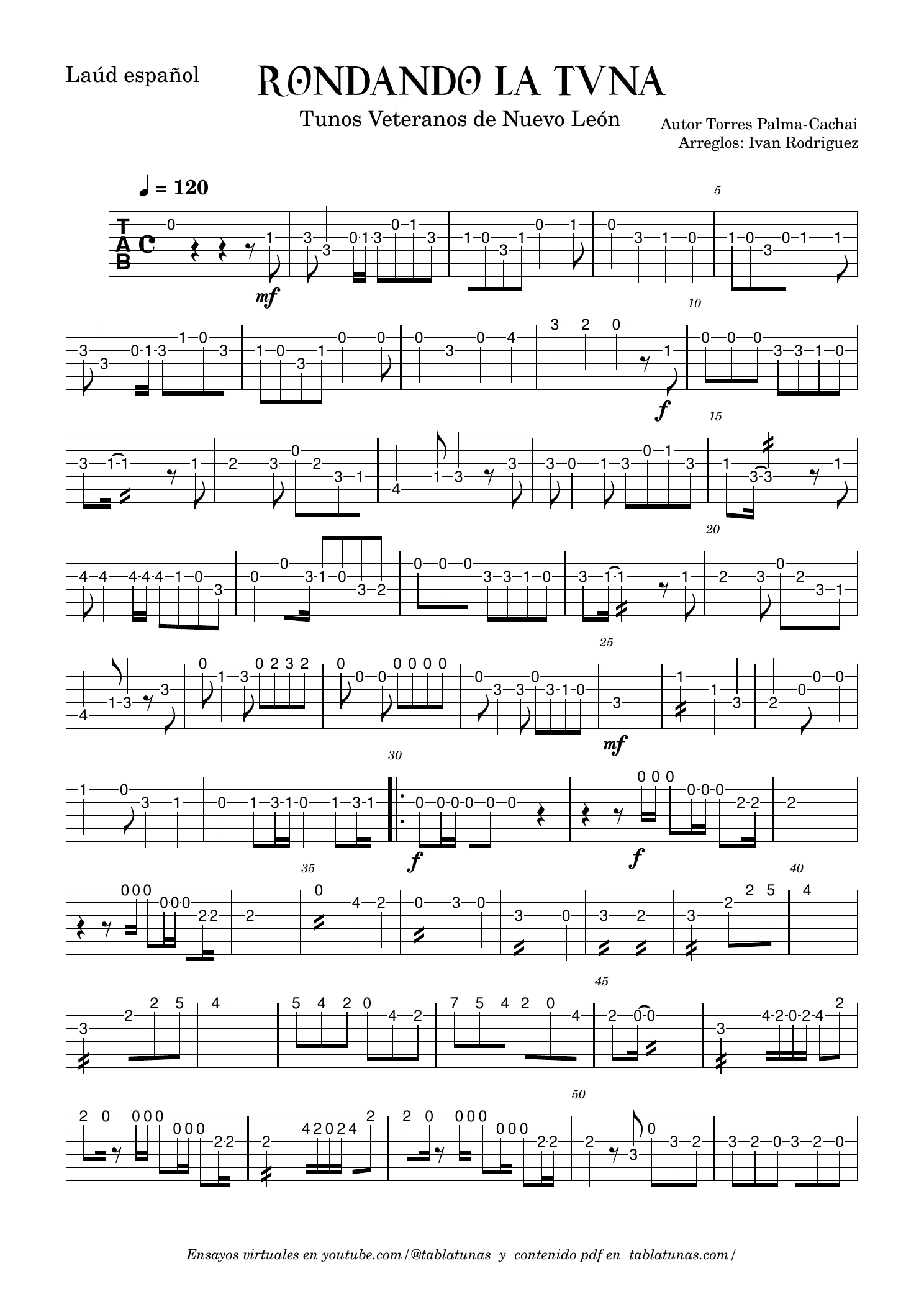 Laúd Español - Partitura, página 1 de 2