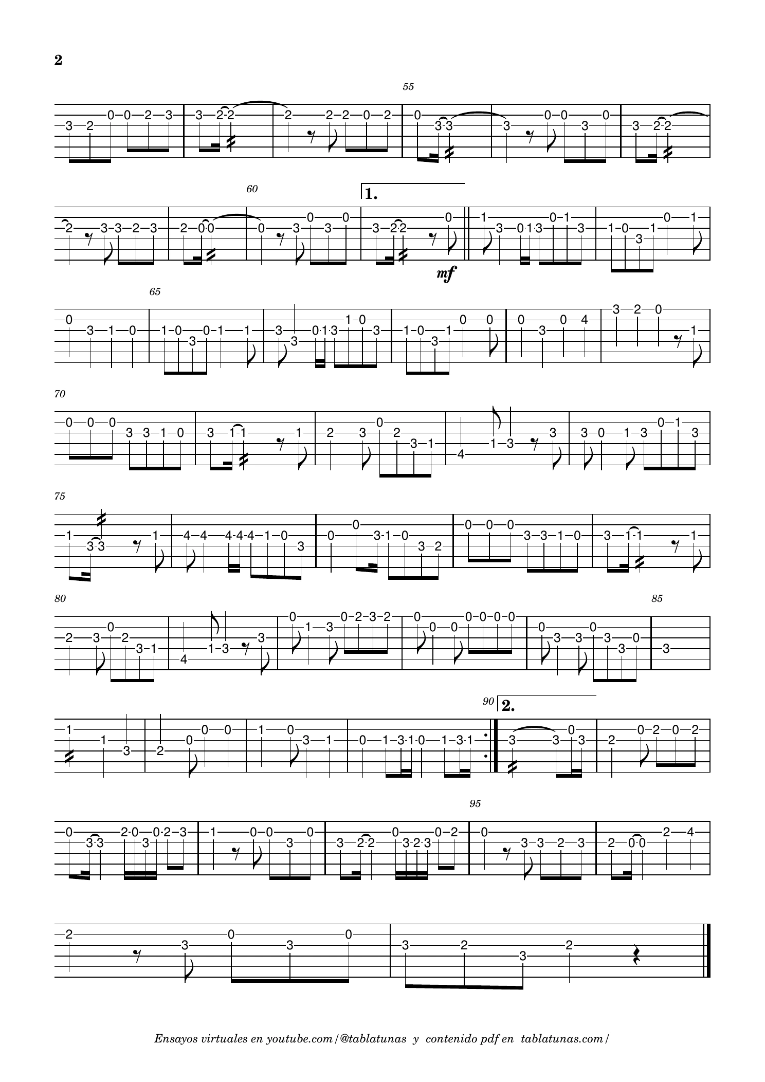 Laúd Español - Partitura, página 2 de 2