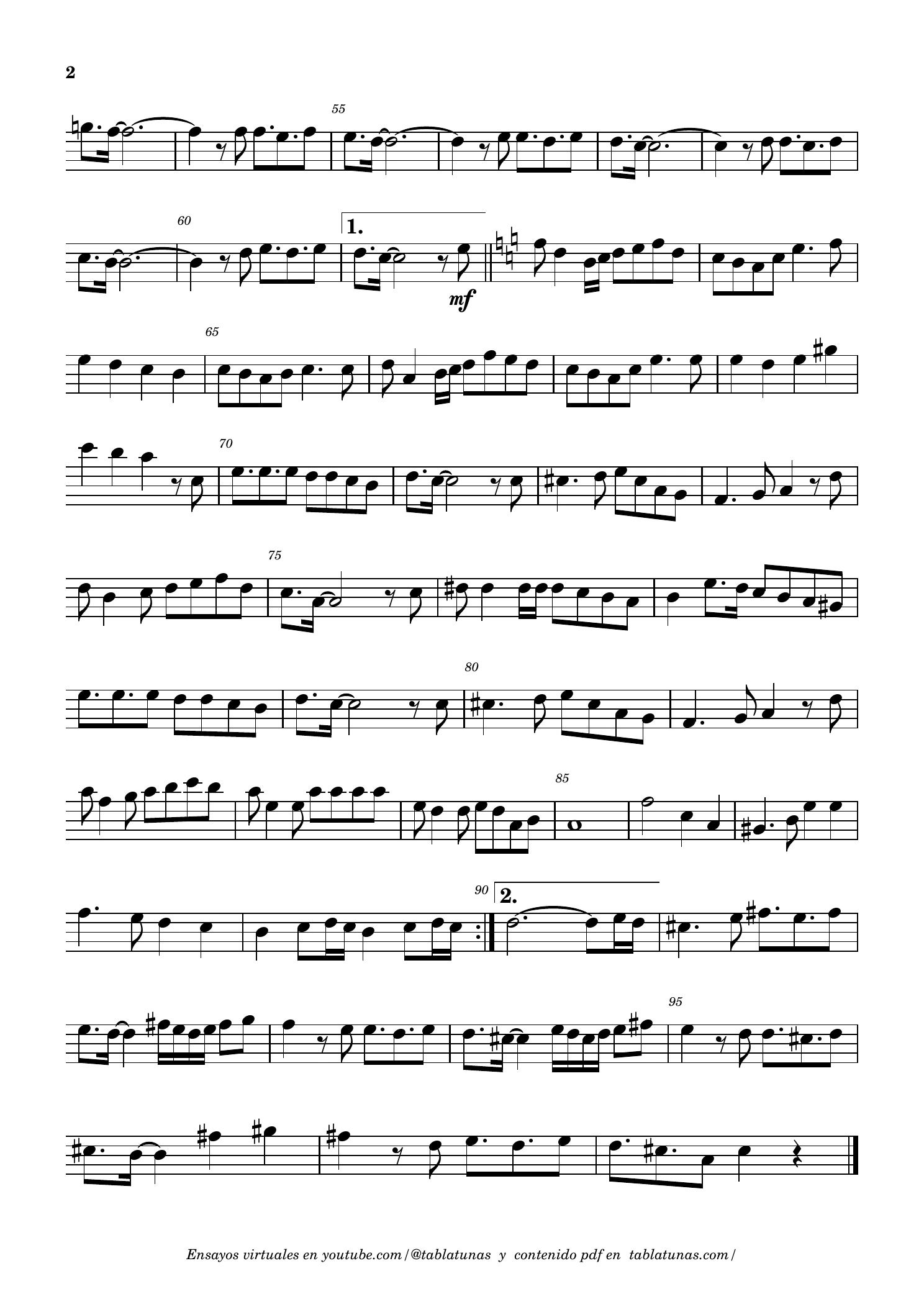 Bajo y laúd - Partitura, página 2 de 2